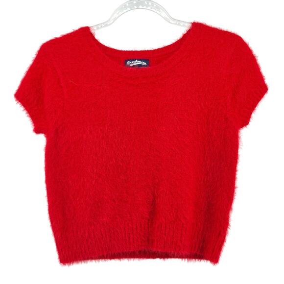 Freshman Fuzzy Crop Sweater Size SM Y2K Preppy Soft Academia Indie Sleaze Punk - Picture 1 of 8